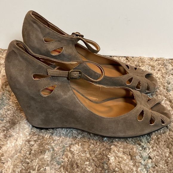 Halogen Brown Suede Cutout Wedges - Picture 5 of 7